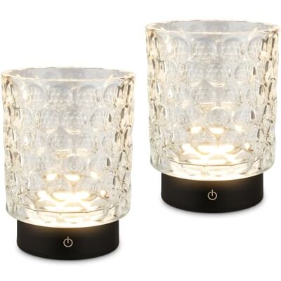 Briloner Set of 2 LED Table Lamps, Glass Body, Touch, Dimmable, Clear Set of 2, Touch Dimmable in Steps, Battery & Light Interchangeable, Bedside Lamp, Decorative Lamp, 2W, 150lm, 2700K, IP44 Briloner Set of 2 LED Table Lamps, Glass Body, Touch, Dimmable, Clear Set of 2, Touch Dimmable in Steps, Battery & Light Interchangeable, Bedside Lamp, Decorative Lamp, 2W, 150lm, 2700K, IP44