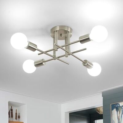Comely Chandelier Living Room 4 Light Modern Sputnik Ceiling Light (Nickel) Comely Chandelier Living Room 4 Light Modern Sputnik Ceiling Light (Nickel)