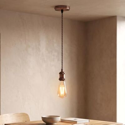 LEDSone Vintage Copper E27 Pendant Light Fitting Adjustable Braided Cable Ceiling Hanging Lamp for Kitchen Island, Dining Room, Bar, Restaurant & Loft Lighting LEDSone Vintage Copper E27 Pendant Light Fitting Adjustable Braided Cable Ceiling Hanging Lamp for Kitchen Island, Dining Room, Bar, Restaurant & Loft Lighting