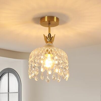 Comely Gold Crystal Ceiling Light, Modern Corridor Chandelier, E27, Crystal Ceiling Light for Entrance, Bedroom, Dining Room Comely Gold Crystal Ceiling Light, Modern Corridor Chandelier, E27, Crystal Ceiling Light for Entrance, Bedroom, Dining Room