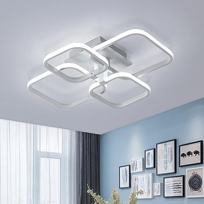 Comely Modern LED Ceiling Light, White Squares Chandelier 60W 6750LM Comely Modern LED Ceiling Light, White Squares Chandelier 60W 6750LM