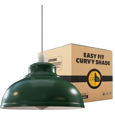 LEDSone Retro Green Metal Ceiling Lampshade 29cm Easy Fit Modern Hanging Pendant Lightshade for Bedroom Dining Room Hallway Office Industrial Kitchen Restaurant Bar LEDSone Retro Green Metal Ceiling Lampshade 29cm Easy Fit Modern Hanging Pendant Lightshade for Bedroom Dining Room Hallway Office Industrial Kitchen Restaurant Bar