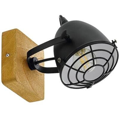 Eglo Ceiling Light Fitting Gatebeck, Industrial Ceiling lamp Living Room vintage spotlight bar with 1 orientable spot light, black steel and natural wood, E14 socket, FSC certified Eglo Ceiling Light Fitting Gatebeck, Industrial Ceiling lamp Living Room vintage spotlight bar with 1 orientable spot light, black steel and natural wood, E14 socket, FSC certified