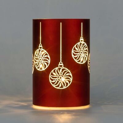 SHATCHI 17cm Christmas Decorated Vase Table Lamp Etched Glass Tube Xmas Red Cylinder LED Fairy Lights Battery Operated Table Decoration, Baubles SHATCHI 17cm Christmas Decorated Vase Table Lamp Etched Glass Tube Xmas Red Cylinder LED Fairy Lights Battery Operated Table Decoration, Baubles