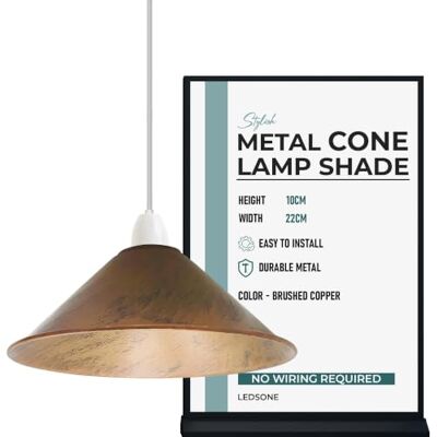 LEDSone Retro Style Brushed Copper Metal Ceiling Light Shades Pendant Lights, Lampshade For Ceiling Home Décor & Improvement Essential 22cm Shade Width LEDSone Retro Style Brushed Copper Metal Ceiling Light Shades Pendant Lights, Lampshade For Ceiling Home Décor & Improvement Essential 22cm Shade Width