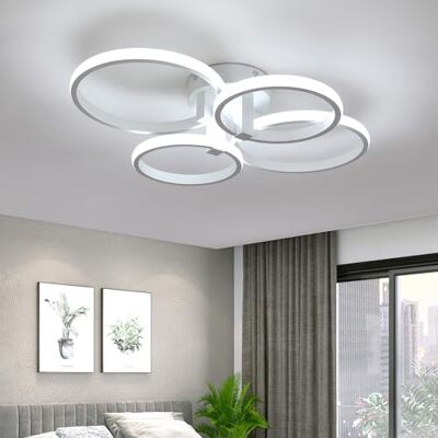 DELIPOP LED Ceiling Light, 56W 6300LM Modern LED Ceiling Lamp 6500K 4 Rings Acrylic Ceiling Chandelier for Living Room Bedroom Kitchen DELIPOP LED Ceiling Light, 56W 6300LM Modern LED Ceiling Lamp 6500K 4 Rings Acrylic Ceiling Chandelier for Living Room Bedroom Kitchen