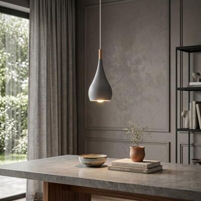 LEDSone Modern Teardrop Shaped Grey Pendant Light Shade Industrial Hanging Ceiling Lighting Ideal for Dining Room Bar Clubs & Restaurants (Grey) LEDSone Modern Teardrop Shaped Grey Pendant Light Shade Industrial Hanging Ceiling Lighting Ideal for Dining Room Bar Clubs & Restaurants (Grey)