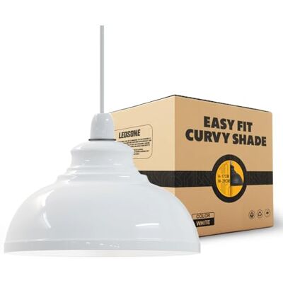 LEDSone Retro White Metal Ceiling Lampshade 29cm Easy Fit Modern Hanging Pendant Lightshade for Bedroom Dining Room Hallway Office Industrial Kitchen Restaurant Bar LEDSone Retro White Metal Ceiling Lampshade 29cm Easy Fit Modern Hanging Pendant Lightshade for Bedroom Dining Room Hallway Office Industrial Kitchen Restaurant Bar