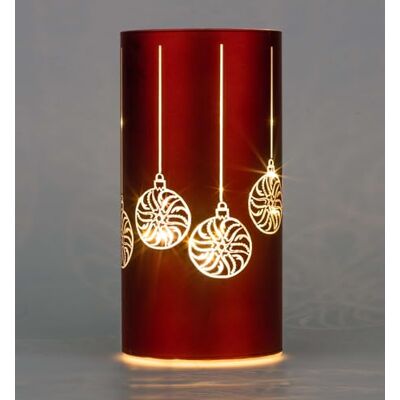 SHATCHI 22cm Christmas Decorated Vase Table Lamp Etched Glass Tube Xmas Red Cylinder LED Fairy Lights Battery Operated Table Decoration, Baubles SHATCHI 22cm Christmas Decorated Vase Table Lamp Etched Glass Tube Xmas Red Cylinder LED Fairy Lights Battery Operated Table Decoration, Baubles