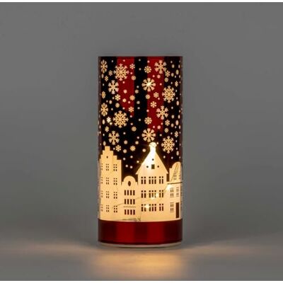 SHATCHI 17cm Christmas Decorated Vase Table Lamp Etched Glass Tube Xmas Red Cylinder LED Fairy Lights Battery Operated Table Decoration SHATCHI 17cm Christmas Decorated Vase Table Lamp Etched Glass Tube Xmas Red Cylinder LED Fairy Lights Battery Operated Table Decoration