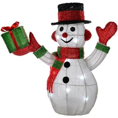 WeRChristmas Pre-Lit Tinsel Snowman with 10 LED Lights Christmas Decoration, 45 cm Small, Multi-Colour WeRChristmas Pre-Lit Tinsel Snowman with 10 LED Lights Christmas Decoration, 45 cm Small, Multi-Colour