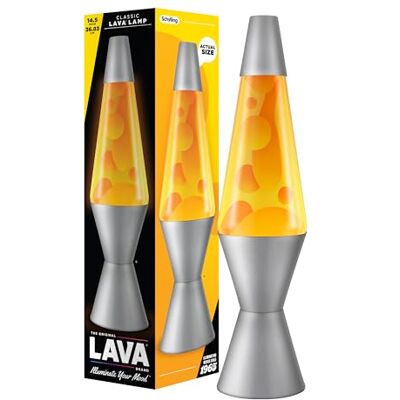 Lava Lamp 14.5"- The Original Motion Lamp Orange and Yellow Liquid with Silver Base Item #2129 Lava Lamp 14.5"- The Original Motion Lamp Orange and Yellow Liquid with Silver Base Item #2129