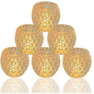 HIYAA LED Flameless Candles, 6 Pack Round Crystal Battery Operated Candles Flickering, Realistic Warm Light LED Candles Flickering for Wedding Party Christmas Halloween Table Decoration HIYAA LED Flameless Candles, 6 Pack Round Crystal Battery Operated Candles Flickering, Realistic Warm Light LED Candles Flickering for Wedding Party Christmas Halloween Table Decoration