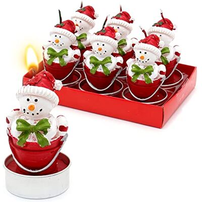 Dekohelden24 Set of 6 snowman in a bucket, dimensions of each tea light (L x W x H): 4 x 4 x 7 cm, 7 cm Dekohelden24 Set of 6 snowman in a bucket, dimensions of each tea light (L x W x H): 4 x 4 x 7 cm, 7 cm