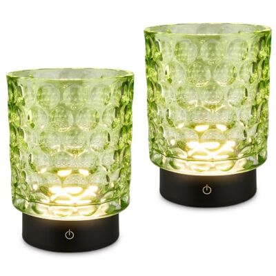 Briloner Set of 2 LED Table Lamps, Glass Body, Touch, Dimmable, Green Set of 2, Touch Dimmable in Steps, Battery & Light Interchangeable, Bedside Lamp, Decorative Lamp, 2W, 150lm, 2700K, IP44 Briloner Set of 2 LED Table Lamps, Glass Body, Touch, Dimmable, Green Set of 2, Touch Dimmable in Steps, Battery & Light Interchangeable, Bedside Lamp, Decorative Lamp, 2W, 150lm, 2700K, IP44