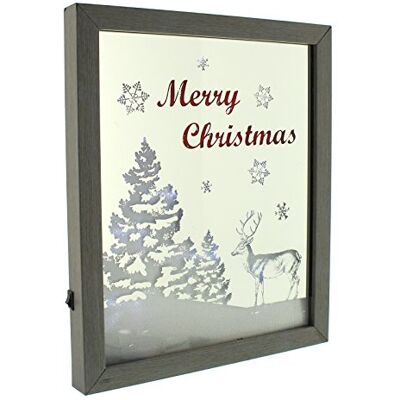 Festive Productions Lit Reindeer Picture, Plastic, White, Festive Productions Lit Reindeer Picture, Plastic, White,