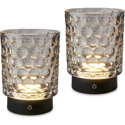 Briloner Set of 2 LED Table Lamps, Glass Body, Touch, Dimmable, Grey Set of 2, Touch Dimmable in Steps, Battery & Light Interchangeable, Bedside Lamp, Decorative Lamp, 2W, 150lm, 2700K, IP44 Briloner Set of 2 LED Table Lamps, Glass Body, Touch, Dimmable, Grey Set of 2, Touch Dimmable in Steps, Battery & Light Interchangeable, Bedside Lamp, Decorative Lamp, 2W, 150lm, 2700K, IP44