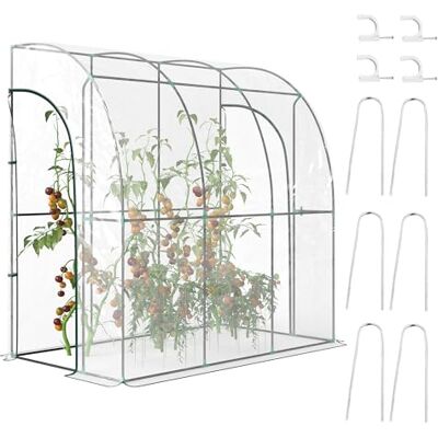 Outsunny Walk-In Greenhouse Lean-to Greenhouse 214 x 118 x 212cm Clear Sloping Top, Zipped Roll Up Doors, Plastic Cover, for Flowers Vegetables and Herbs Outsunny Walk-In Greenhouse Lean-to Greenhouse 214 x 118 x 212cm Clear Sloping Top, Zipped Roll Up Doors, Plastic Cover, for Flowers Vegetables and Herbs