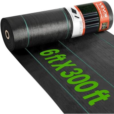 VEVOR Weed Control Fabric 6ft x 300ft Geo Textile Fabric Heavy Duty 2.4oz Woven Ground Cover for Commercial Greenhouse, Yard, Garden Barrier Cloth Blocker Mat, Black, ZZZP6X300YCFCB001 VEVOR Weed Control Fabric 6ft x 300ft Geo Textile Fabric Heavy Duty 2.4oz Woven Ground Cover for Commercial Greenhouse, Yard, Garden Barrier Cloth Blocker Mat, Black, ZZZP6X300YCFCB001