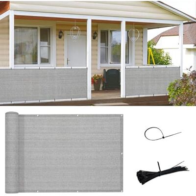 SUNNY GUARD 3'x16' Brown Grey Balcony Deck Privacy Screen Fence Apartments Railing Cover Heavy Duty Mesh Windscreen for Outdoor,Backyard,Patio SUNNY GUARD 3'x16' Brown Grey Balcony Deck Privacy Screen Fence Apartments Railing Cover Heavy Duty Mesh Windscreen for Outdoor,Backyard,Patio