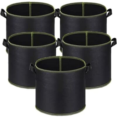 Niurui 5-Pack 10 Gallon Grow Bags Heavy Duty Aeration Fabric Pots Thickened Nonwoven Fabric Pots Plant Grow Bags with Handles,for Low Stress Plant Training Fruits, Vegetables, and Flowers(Black)… Niurui 5-Pack 10 Gallon Grow Bags Heavy Duty Aeration Fabric Pots Thickened Nonwoven Fabric Pots Plant Grow Bags with Handles,for Low Stress Plant Training Fruits, Vegetables, and Flowers(Black)…
