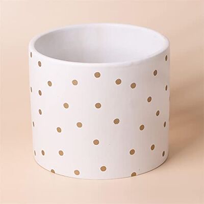 Leaf Gold Dot Planter - Plant Pot 18x18x15cm - White Leaf Gold Dot Planter - Plant Pot 18x18x15cm - White