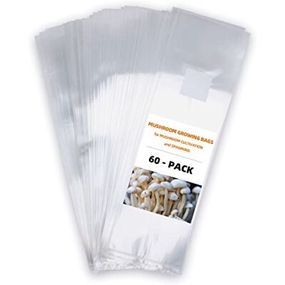 Dalekay 60 Pack Mushroom Grow Bags with Breathable 0.2 Micron Filter, Large 6" X 5" X 20" Mushroom Spawn Bags, Extra Thick 6 Mil Autoclavable Bags, Durable Tear-Resistant Bulk Substrate Bags. Dalekay 60 Pack Mushroom Grow Bags with Breathable 0.2 Micron Filter, Large 6" X 5" X 20" Mushroom Spawn Bags, Extra Thick 6 Mil Autoclavable Bags, Durable Tear-Resistant Bulk Substrate Bags.