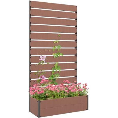 Outsunny - Raised Garden Bed with Trellis - Light Brown Outsunny - Raised Garden Bed with Trellis - Light Brown