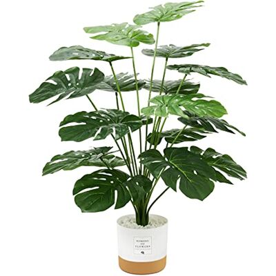 Guheake 26" Fake Plants Large, Tropical Palm Tree Artificial Monstera Faux Plant Tree with Pot for Home Office Living Room Decor Indoor Guheake 26" Fake Plants Large, Tropical Palm Tree Artificial Monstera Faux Plant Tree with Pot for Home Office Living Room Decor Indoor