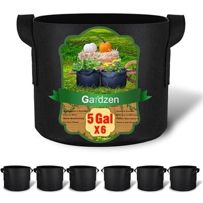 gardzen 6-Pack 5 Gallon Grow Bags, Aeration Fabric Pots with Handles, Heavy Duty Cloth Pots for Plants gardzen 6-Pack 5 Gallon Grow Bags, Aeration Fabric Pots with Handles, Heavy Duty Cloth Pots for Plants