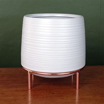 Leaf White Ceramic Planter Metal Stand - Plant Pot - Plant Type Leaf White Ceramic Planter Metal Stand - Plant Pot - Plant Type