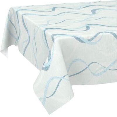 ANRO Oilcloth Tablecloth, Washable, Wax Tablecloth, Easy Care, Water-Repellent, Lotus Effect, Outdoor Oilcloth, Garden Tablecloth, Waves, Blue, 90 x 130 cm, Cut Edge ANRO Oilcloth Tablecloth, Washable, Wax Tablecloth, Easy Care, Water-Repellent, Lotus Effect, Outdoor Oilcloth, Garden Tablecloth, Waves, Blue, 90 x 130 cm, Cut Edge