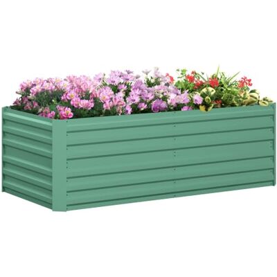 Outsunny Raised Beds for Garden, 180 x 90 x 59 cm, Light Green Galvanised Steel, Outdoor Planters, Multi-Reinforced Rods, for Vegetables, Plants, Flowers and Herbs Outsunny Raised Beds for Garden, 180 x 90 x 59 cm, Light Green Galvanised Steel, Outdoor Planters, Multi-Reinforced Rods, for Vegetables, Plants, Flowers and Herbs