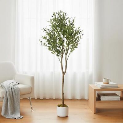 GarveeHome Artificial Olive Tree 60/120/130/135/150/160 cm, Potted Plant with Lifelike Leaves and 8/14/20/22/34/44 Fruits, Decorative Evergreen Artificial Plant for Home, Living Room, Office GarveeHome Artificial Olive Tree 60/120/130/135/150/160 cm, Potted Plant with Lifelike Leaves and 8/14/20/22/34/44 Fruits, Decorative Evergreen Artificial Plant for Home, Living Room, Office