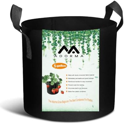 ADORMA 12 Packs 5 Gallon Grow Bags, Heavy Duty 300G Thickened Nonwoven Fabric Plant Pots with Handle ADORMA 12 Packs 5 Gallon Grow Bags, Heavy Duty 300G Thickened Nonwoven Fabric Plant Pots with Handle