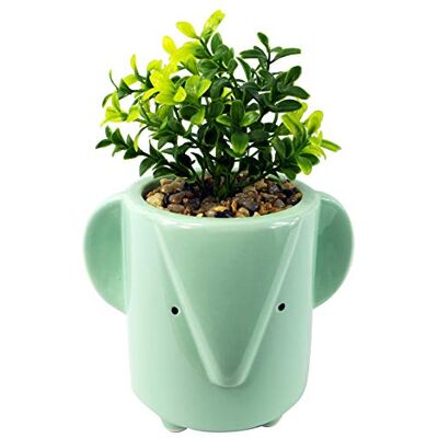 Leaf 20cm Ceramic Blue Elephant Planter - Planter Leaf 20cm Ceramic Blue Elephant Planter - Planter
