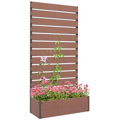 Outsunny - Raised Garden Bed with Trellis - Light Brown Outsunny - Raised Garden Bed with Trellis - Light Brown