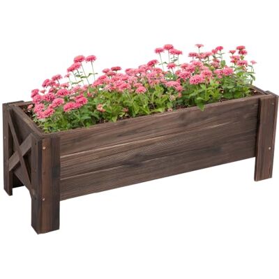 Outsunny 58L Raised Garden Bed, 100 x 36.5 x 36 cm, Carbonized Colour Planter Grow Containers, Outdoor Patio, Plant Flower Vegetable Pot, Fir Wood Outsunny 58L Raised Garden Bed, 100 x 36.5 x 36 cm, Carbonized Colour Planter Grow Containers, Outdoor Patio, Plant Flower Vegetable Pot, Fir Wood