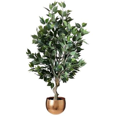 Leaf 100cm Premium Artificial Ficus Twist Tree Copper Curve Planter - Artificial Ficus Tree Leaf 100cm Premium Artificial Ficus Twist Tree Copper Curve Planter - Artificial Ficus Tree