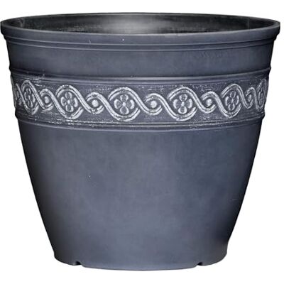 GROWSCAPE Classic Home & Garden Planter, Plastic resin plus stone dust, Storm Gray, 10" Round GROWSCAPE Classic Home & Garden Planter, Plastic resin plus stone dust, Storm Gray, 10" Round