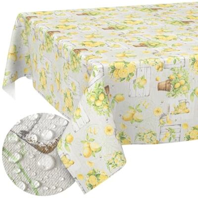 ANRO Oilcloth Tablecloth, Washable, Wax Tablecloth, Easy Care, Water-Repellent, Lotus Effect, Outdoor, Lemon Oilcloth, Garden Tablecloth, Lemons, 180 x 100 cm, Cut Edge ANRO Oilcloth Tablecloth, Washable, Wax Tablecloth, Easy Care, Water-Repellent, Lotus Effect, Outdoor, Lemon Oilcloth, Garden Tablecloth, Lemons, 180 x 100 cm, Cut Edge