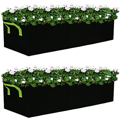 Auroal Plant Grow Bags, 2 Pack Fabric Raised Planting Bads, 3 Holes Rectangle Grow Bag, 15 Gallon Breathable Potato Tomato Planter Pots for Outdoor Vegetables Plant Flowers (Black) Auroal Plant Grow Bags, 2 Pack Fabric Raised Planting Bads, 3 Holes Rectangle Grow Bag, 15 Gallon Breathable Potato Tomato Planter Pots for Outdoor Vegetables Plant Flowers (Black)