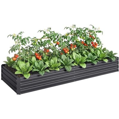 OUTSUNNY - Galvanised Raised Garden Bed - Grey - Planter Box OUTSUNNY - Galvanised Raised Garden Bed - Grey - Planter Box