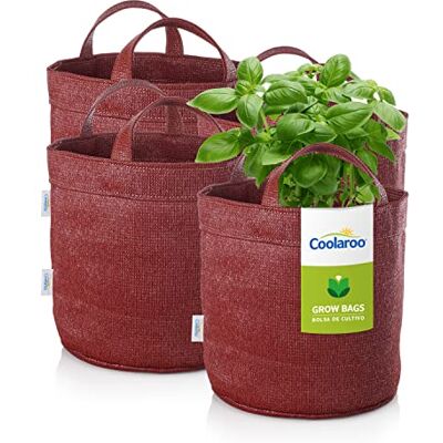 Coolaroo 4-Pack 5 Gallon Heavy Duty Plant Grow Bags with Handles, Brick Coolaroo 4-Pack 5 Gallon Heavy Duty Plant Grow Bags with Handles, Brick