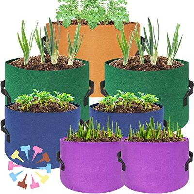 HAOWIN 7-Pack Colorful Plant Grow Bags, Thickest Fabric Pots 10 Gallon 7 Gallon 5 Gallon 3 Gallon Variety Size Pack, Plant Labels Included Potato Growing Bags HAOWIN 7-Pack Colorful Plant Grow Bags, Thickest Fabric Pots 10 Gallon 7 Gallon 5 Gallon 3 Gallon Variety Size Pack, Plant Labels Included Potato Growing Bags