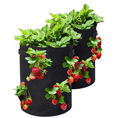 GOTGELIF 2 Pack 10 Gallon Strawberry Grow Bags, Strawberry Planter with 8 Side Grow Pockets, Breathable Non-woven Fabric Pots Garden Plant Growing Bag for Strawberries Grow, Herbs, Flowers, Vegetable, Fruits GOTGELIF 2 Pack 10 Gallon Strawberry Grow Bags, Strawberry Planter with 8 Side Grow Pockets, Breathable Non-woven Fabric Pots Garden Plant Growing Bag for Strawberries Grow, Herbs, Flowers, Vegetable, Fruits