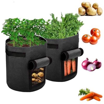 DIVCHI Potato Grow Bags 2 Pack – Potato Growing Bags with Harvest Window & Handles, Reusable Grow Bags for Vegetables, Outdoor Potato Planters Black (10 Gallon) DIVCHI Potato Grow Bags 2 Pack – Potato Growing Bags with Harvest Window & Handles, Reusable Grow Bags for Vegetables, Outdoor Potato Planters Black (10 Gallon)