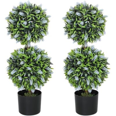 HOMCOM Set of 2 Potted Artificial Plants - Artificial Plants HOMCOM Set of 2 Potted Artificial Plants - Artificial Plants