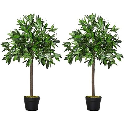 Outsunny Artificial Bay Laurel Topiary Trees Realistic 3FT Set of 2 Green Twisted Trunk, Lush Topiary Ball Tree, Weighted Pot, Indoor Greenery Plant, Home Office Garden Decor Outsunny Artificial Bay Laurel Topiary Trees Realistic 3FT Set of 2 Green Twisted Trunk, Lush Topiary Ball Tree, Weighted Pot, Indoor Greenery Plant, Home Office Garden Decor