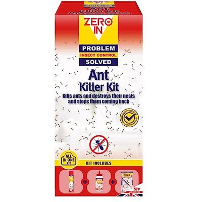 Zero In All-In-One Ant Killer Kit. Long-lasting Control and Effective Prevention Reinfestations. Value Kit Includes Ant & Insect Killer – 300 ml Aerosol; Killer Powder – 300 g; Bait Station Twinpack Zero In All-In-One Ant Killer Kit. Long-lasting Control and Effective Prevention Reinfestations. Value Kit Includes Ant & Insect Killer – 300 ml Aerosol; Killer Powder – 300 g; Bait Station Twinpack